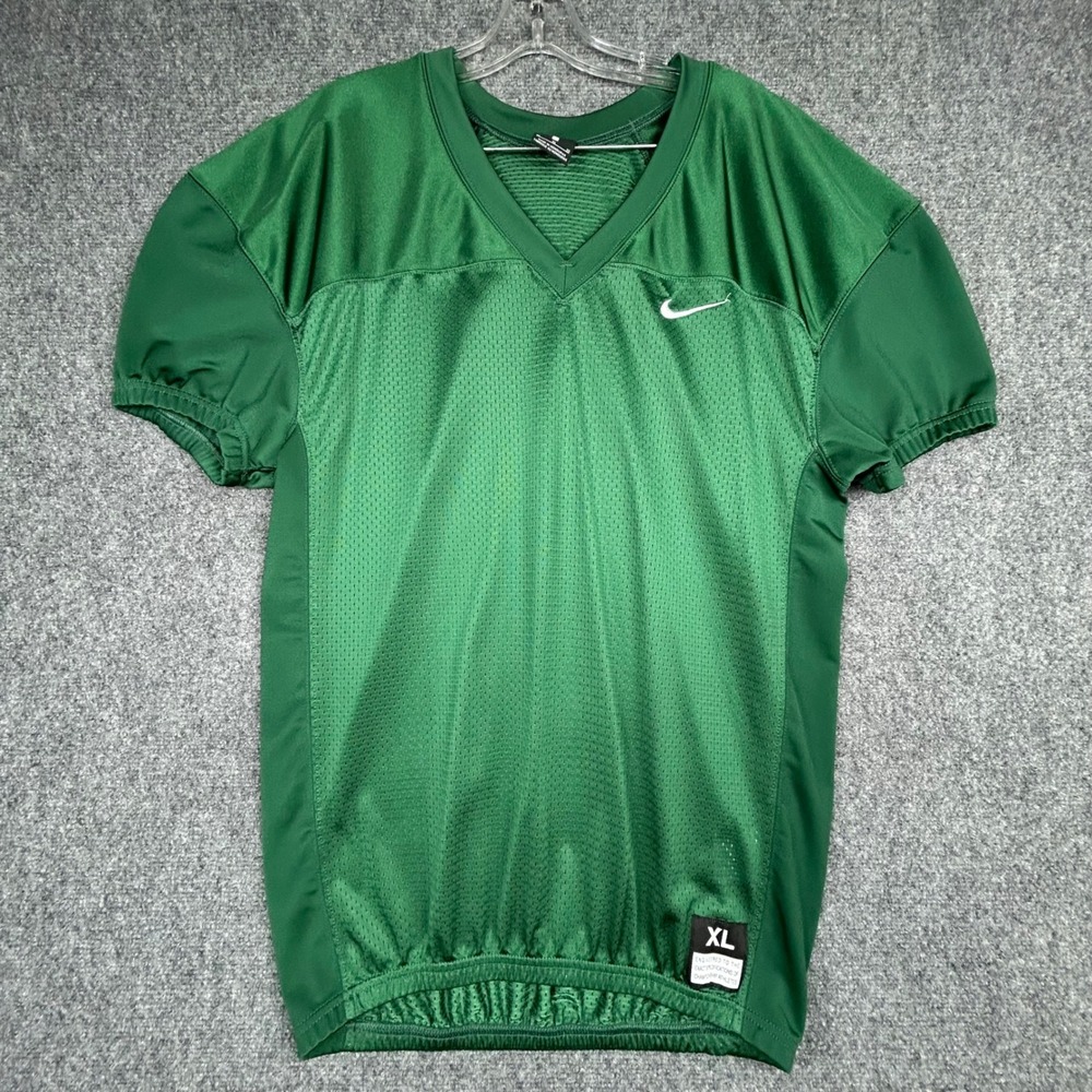 Nike Football Jersey Men XL Green Blank Practice Mesh V-Neck 908727-341 Athletic